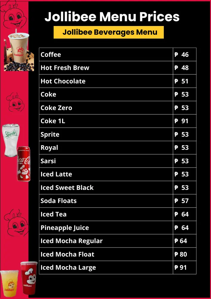 Jollibee Menu with Price List in Philippines – Updated 2025 11 Jollibee Beverages Menu Card