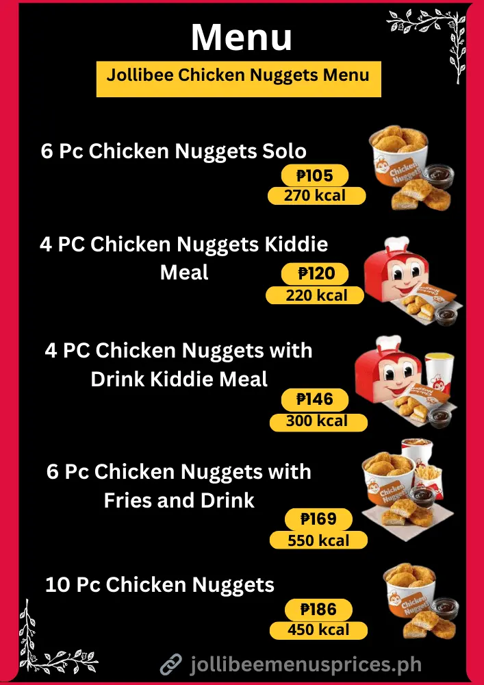 Jollibee Menu with Price List in Philippines – Updated 2025 14 Jollibee Chicken Nuggets Menu Card