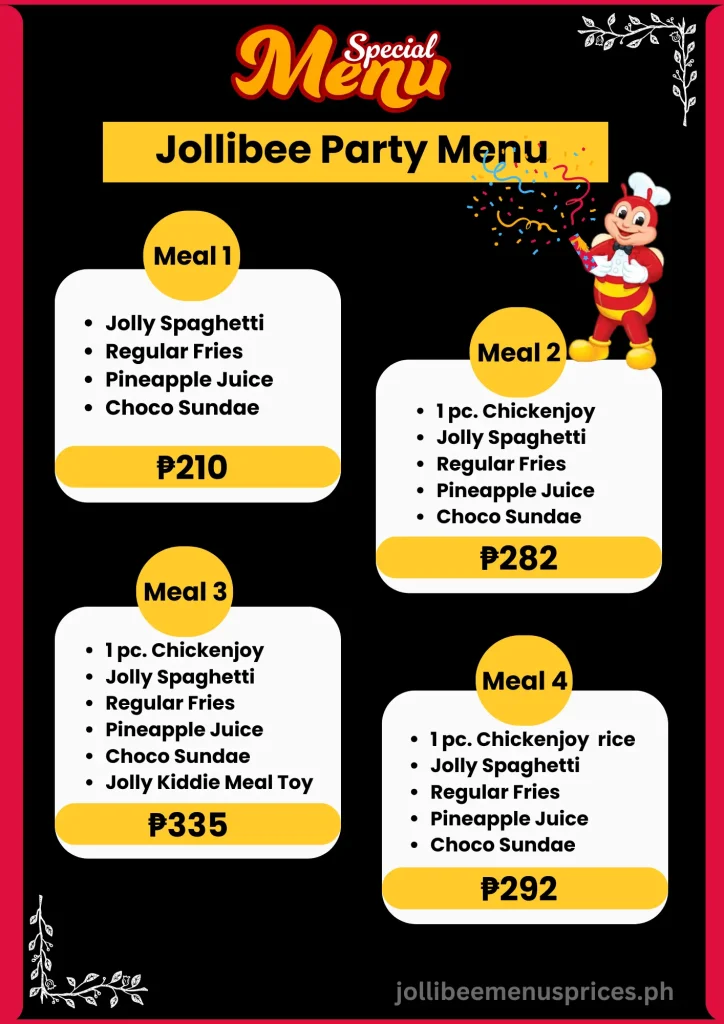 Jollibee Party Packages Menu Prices in Philippines 2 Jollibee Party Menu Card